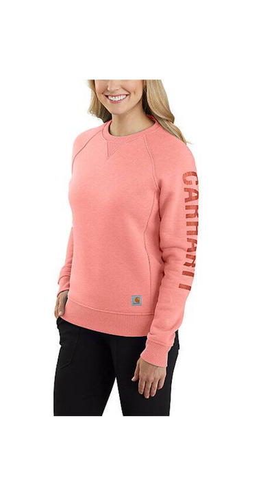 Carhartt Women's Relaxed Fit Midweight Crewneck Logo Sleeve Graphic Sweatshirt 104410 In Season Colors
