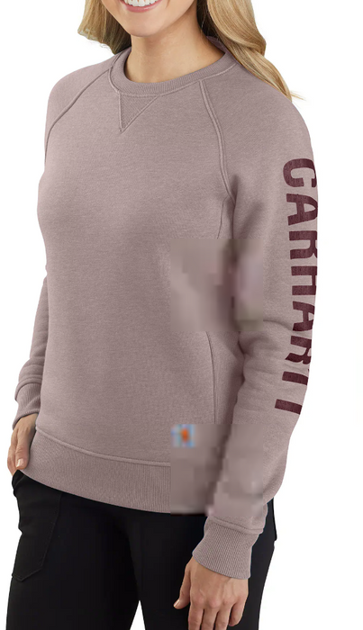 Carhartt Women's Relaxed Fit Midweight Crewneck Logo Sleeve Graphic Sweatshirt 104410 In Season Colors