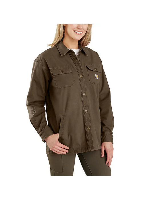 Carhartt Women's Rugged Flex Loose Fit Canvas Fleece-Lined Shirt Jac 106024