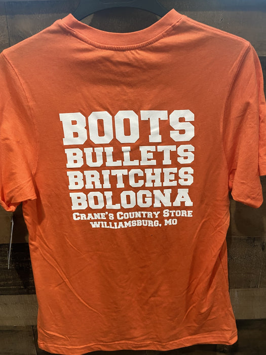 Cranes 130 T Shirt Boots Bullets Britches Bologna